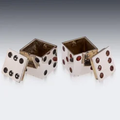 Pamono Antique 20th Century Scottish Silver & Enamel Dice Condiments from Hamilton & Inches., 1911, Set of 2><noscript><img width=
