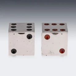 Pamono Antique 20th Century Scottish Silver & Enamel Dice Condiments from Hamilton & Inches., 1911, Set of 2><noscript><img width=