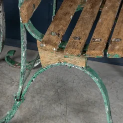 Pamono Antique 19th Century Victorian Wrought Iron & Wood Garden Seats, 1890, Set of 4><noscript><img width=
