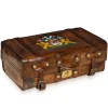 Pamono Antique 19th Century Victorian Leather Suitcase with Painted Crest, 1850s> Trunks Crates & Baskets