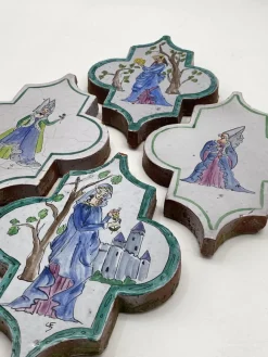 Pamono Antique Tiles in Florentine Form, Set of 4><noscript><img width=