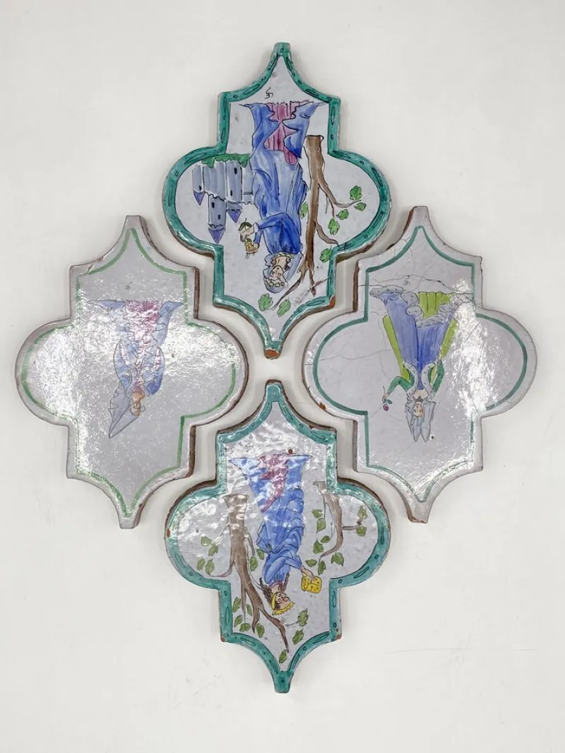 Pamono Antique Tiles in Florentine Form, Set of 4> Architectural Elements