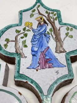 Pamono Antique Tiles in Florentine Form, Set of 4><noscript><img width=