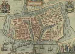 Pamono Antique Town Plan of Emden in Germany by Braun & Hogenberg, 1597> Wall Decor