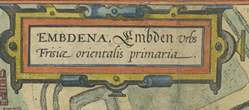 Pamono Antique Town Plan of Emden in Germany by Braun & Hogenberg, 1597> Wall Decor