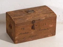 Pamono Antique Travel Chest with Year Inscription, 1936> Trunks Crates & Baskets