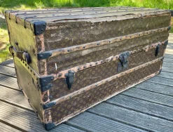 Pamono Antique Trunk in LV Monogram Canvas from Louis Vuitton, France, 1924
