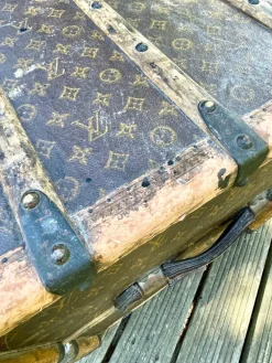 Pamono Antique Trunk in LV Monogram Canvas from Louis Vuitton, France, 1924