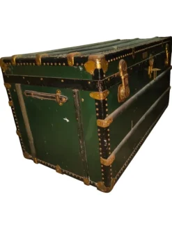 Sale Pamono Antique Trunk with Brass and Metal Inserts, 1960s