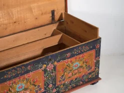 Pamono Antique Trunk with Floral Motifs, 1870s><noscript><img width=