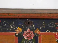 Pamono Antique Trunk with Floral Motifs, 1870s><noscript><img width=