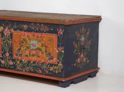 Pamono Antique Trunk with Floral Motifs, 1870s><noscript><img width=