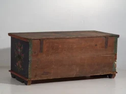 Pamono Antique Trunk with Floral Motifs, 1870s><noscript><img width=