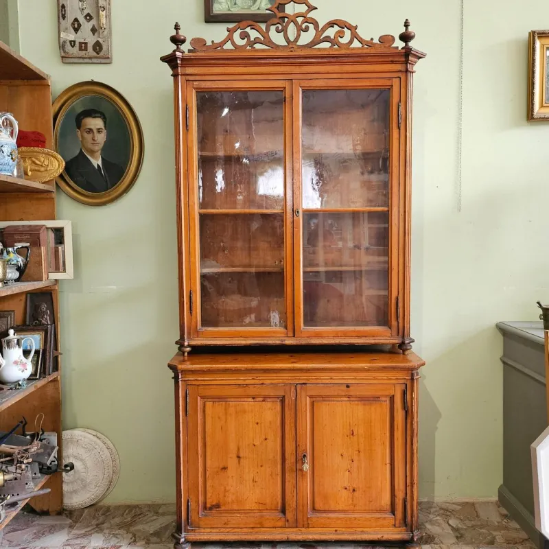 Clearance Pamono Antique Tuscan Showcase Buffet, 1890s