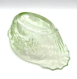 Sale Pamono Antique Uranium Glass Bowl with Vine Leaf Motif, 1890s
