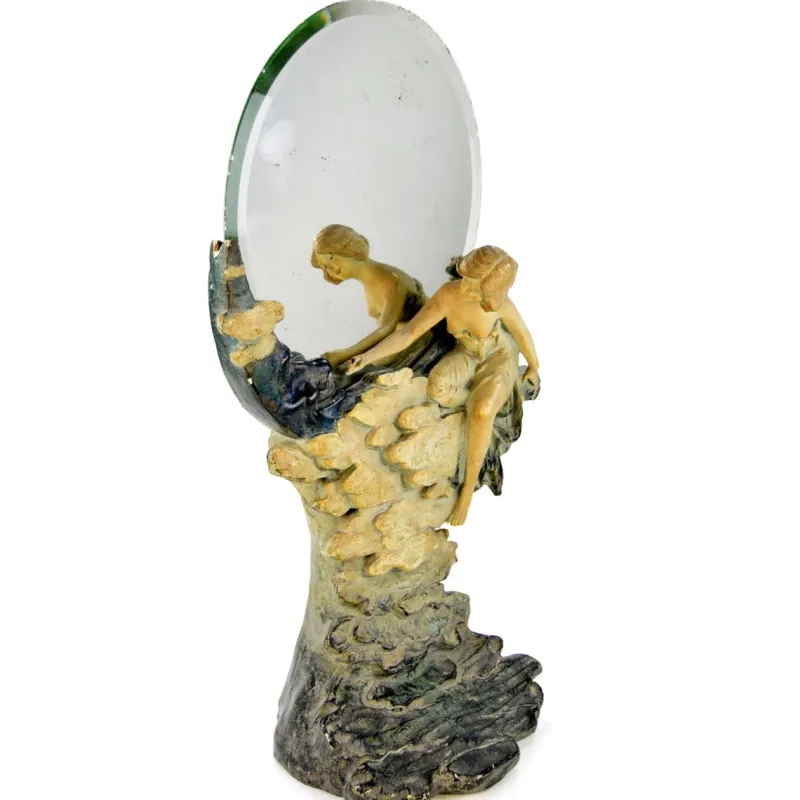 Outlet Pamono Antique Vanity Mirror with Smiling Moon and Lady, Austria, 1900s