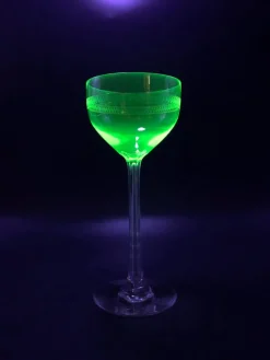 Pamono Antique Vaseline Uranium Glass Dome Wine Glasses, 1890s, Set of 5><noscript><img width=