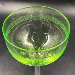 Pamono Antique Vaseline Uranium Glass Dome Wine Glasses, 1890s, Set of 5><noscript><img width=