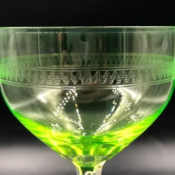 Pamono Antique Vaseline Uranium Glass Dome Wine Glasses, 1890s, Set of 5><noscript><img width=