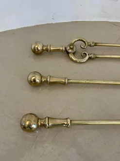 Clearance Pamono Antique Victorian Brass Fire Irons, 1860s, Set of 3