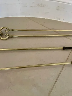 Clearance Pamono Antique Victorian Brass Fire Irons, 1860s, Set of 3