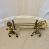 Hot Pamono Antique Victorian Brass Fire Irons and Dog, 1860