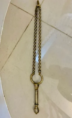 Hot Pamono Antique Victorian Brass Fire Irons and Dog, 1860