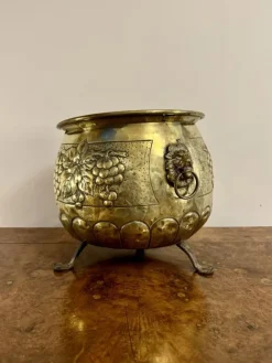Pamono Antique Victorian Brass Jardiniere, 1860> Planters And Jardiniere