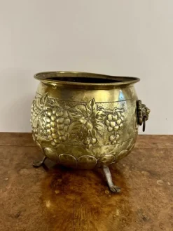 Pamono Antique Victorian Brass Jardiniere, 1860><noscript><img width=