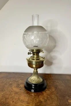 Pamono Antique Victorian Brass Oil Lamp, 1880s> Candleholders