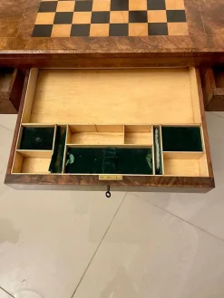 Pamono Antique Victorian Burr Walnut Inlaid Games Table><noscript><img width=
