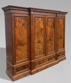 Pamono Antique Victorian Burr Walnut Breakfront Wardrobe, 1860s> Cabinets & Wardrobes