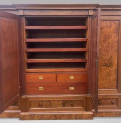 Pamono Antique Victorian Burr Walnut Breakfront Wardrobe, 1860s><noscript><img width=