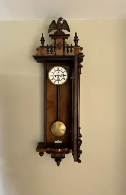 Pamono Antique Victorian Carved Walnut Vienna Wall Clock, 1880s> Clocks