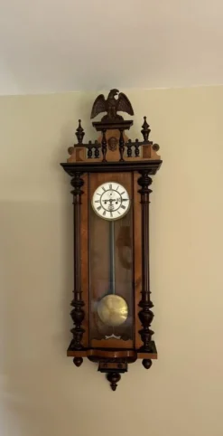 Pamono Antique Victorian Carved Walnut Vienna Wall Clock, 1880s> Clocks