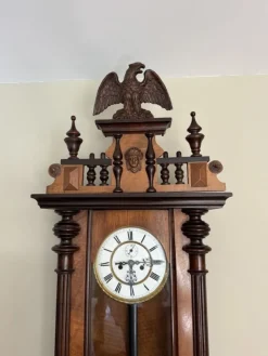 Pamono Antique Victorian Carved Walnut Vienna Wall Clock, 1880s><noscript><img width=