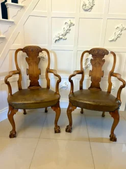 Pamono Antique Victorian Carved Walnut Desk Chairs, 1880s, Set of 2> Office Chairs