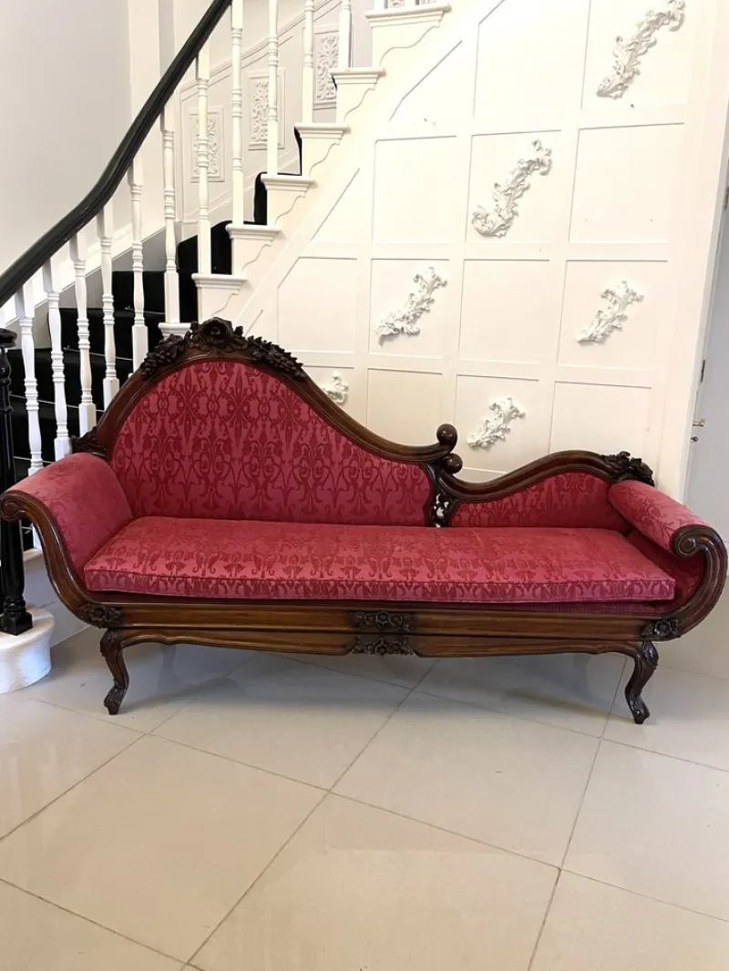Online Pamono Antique Victorian Carved Mahogany Chaise Lounge, 1860