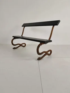 Pamono Antique Victorian Cast Iron Snake Garden Bench, 1890s> Benches