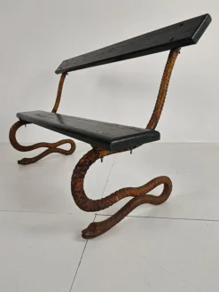 Pamono Antique Victorian Cast Iron Snake Garden Bench, 1890s> Benches