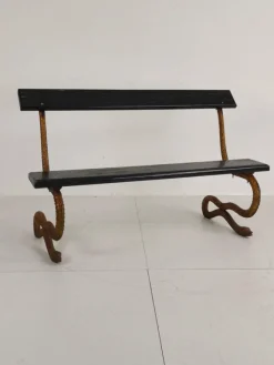 Pamono Antique Victorian Cast Iron Snake Garden Bench, 1890s><noscript><img width=