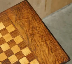 Pamono Antique Victorian Chessboard Game Table in Walnut Satinwood and Hardwood><noscript><img width=