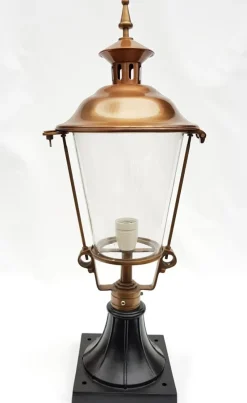 Pamono Antique Victorian Classic Copper Pillar Lamp Lantern on Base Outdoor Lamp> Garden Lighting