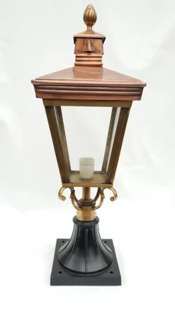 Outlet Pamono Antique Victorian Classic Copper Pillar Lamp Lantern on Base Outdoor Lamp