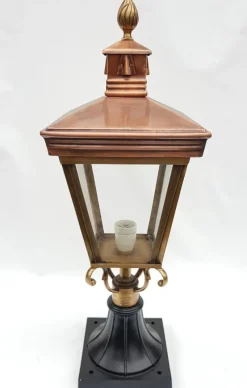 Outlet Pamono Antique Victorian Classic Copper Pillar Lamp Lantern on Base Outdoor Lamp