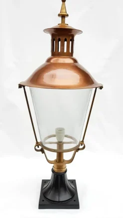 Outlet Pamono Antique Victorian Classic Copper Pillar Lamp Lantern on Base Outdoor Lamp