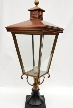 Pamono Antique Victorian Classic Copper Pillar Lamp Lantern on Base Outdoor Lamp> Garden Lighting