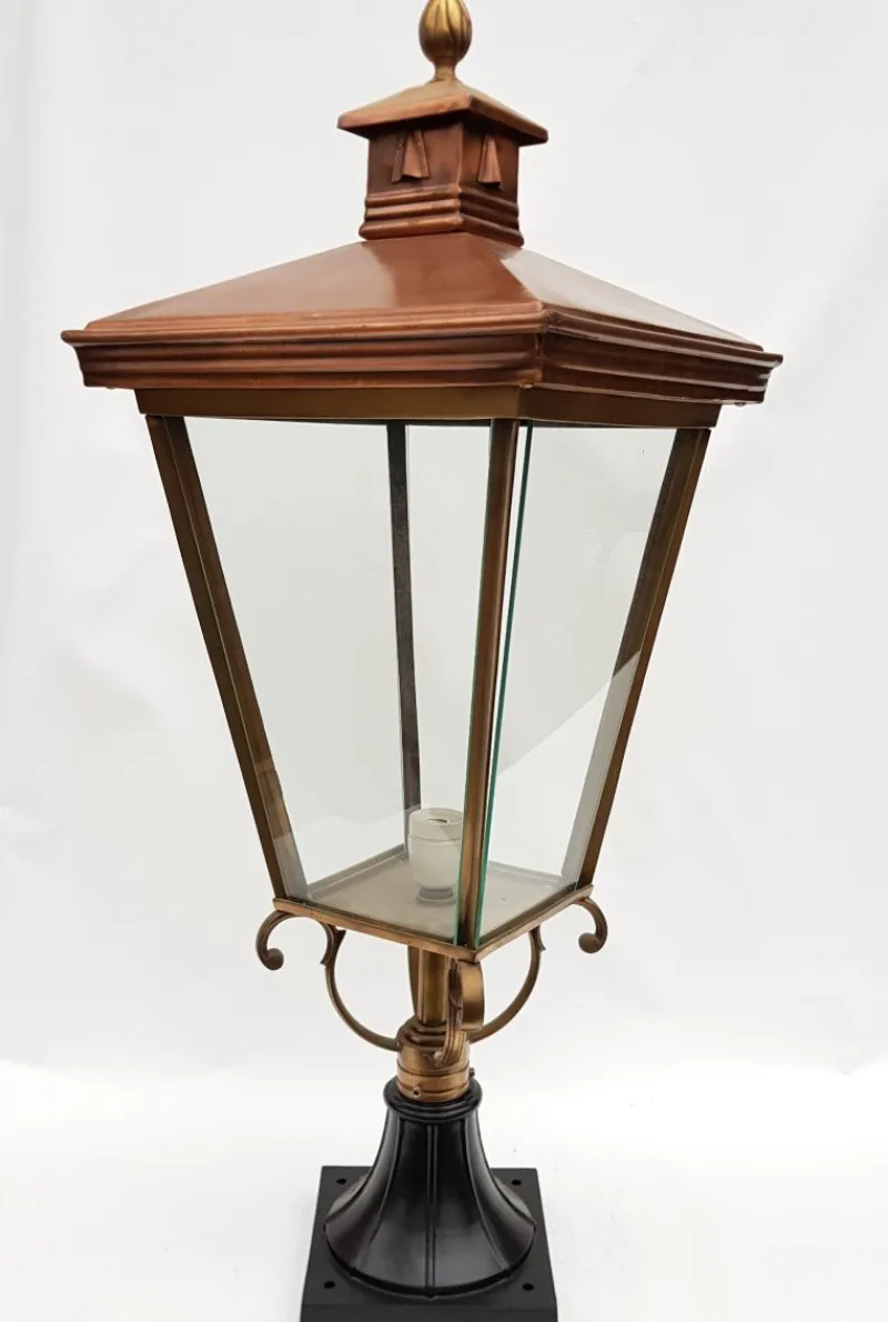 Pamono Antique Victorian Classic Copper Pillar Lamp Lantern on Base Outdoor Lamp> Garden Lighting