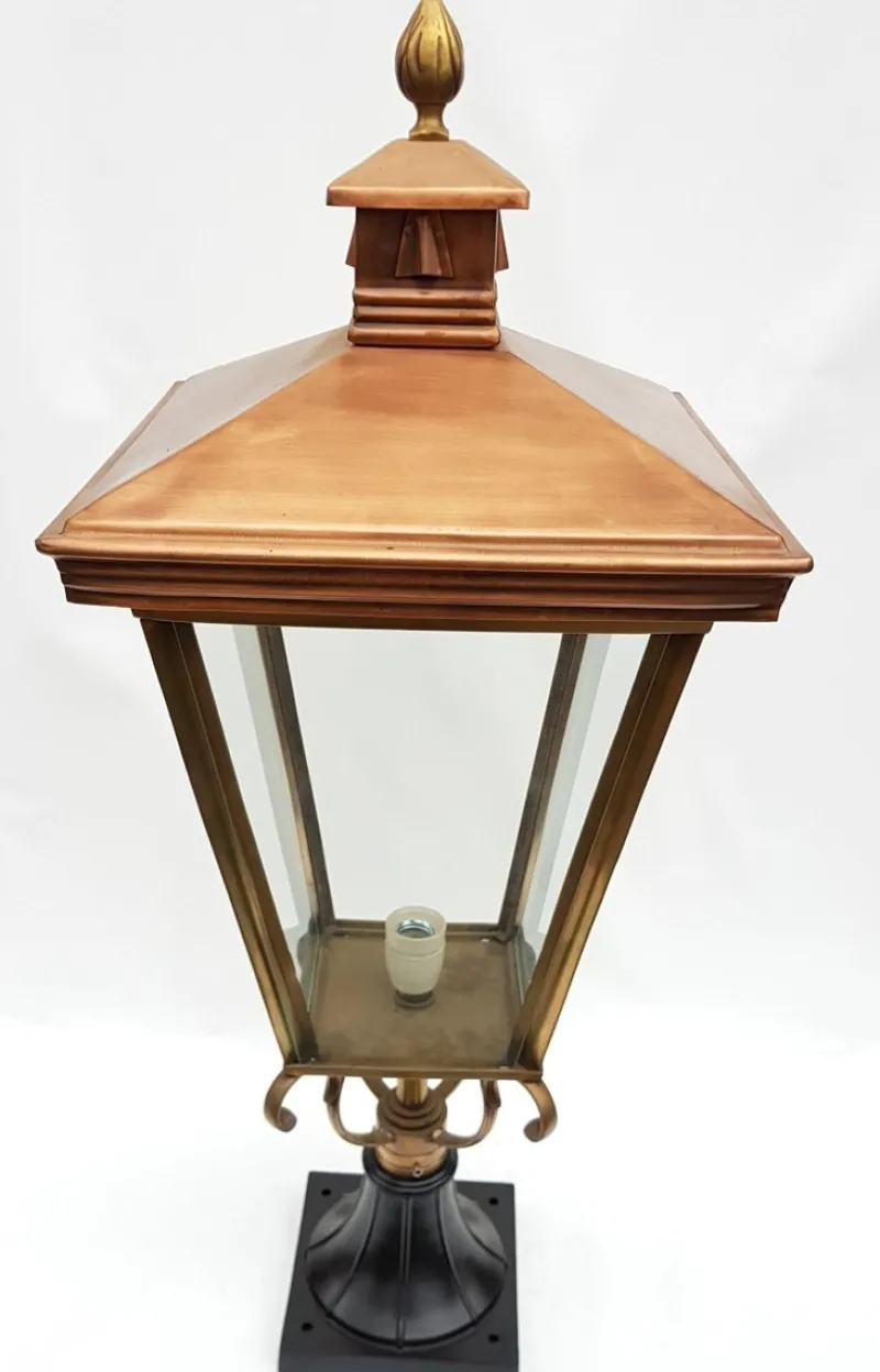 Pamono Antique Victorian Classic Copper Pillar Lamp Lantern on Base Outdoor Lamp> Garden Lighting