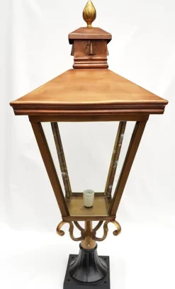 Discount Pamono Antique Victorian Classic Copper Pillar Lamp Lantern on Base Outdoor Lamp